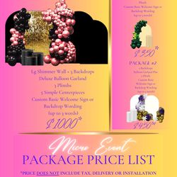 Set Up Your Upcoming Event With A Package!