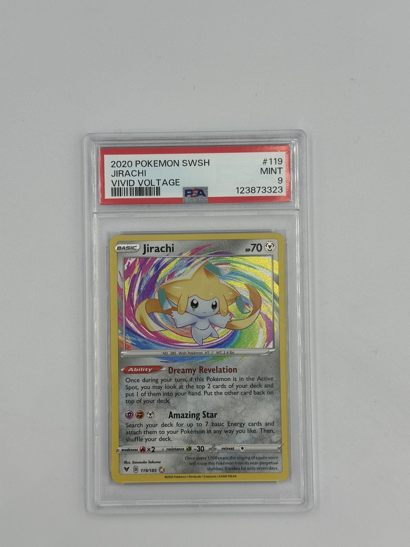 2020 Pokemon SWSH Jirachi Vivid Voltage 119 PSA Graded 9 Mint Card