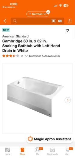 American Standard Cambridge 60 in. x 32 in. Soaking Bathtub with Left Hand Drain in White