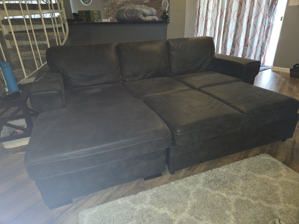 Gray Soft Leather Couch/sectional