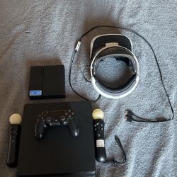 PS4 Slim Black With PlayStation Vr Headset And Vr Games 