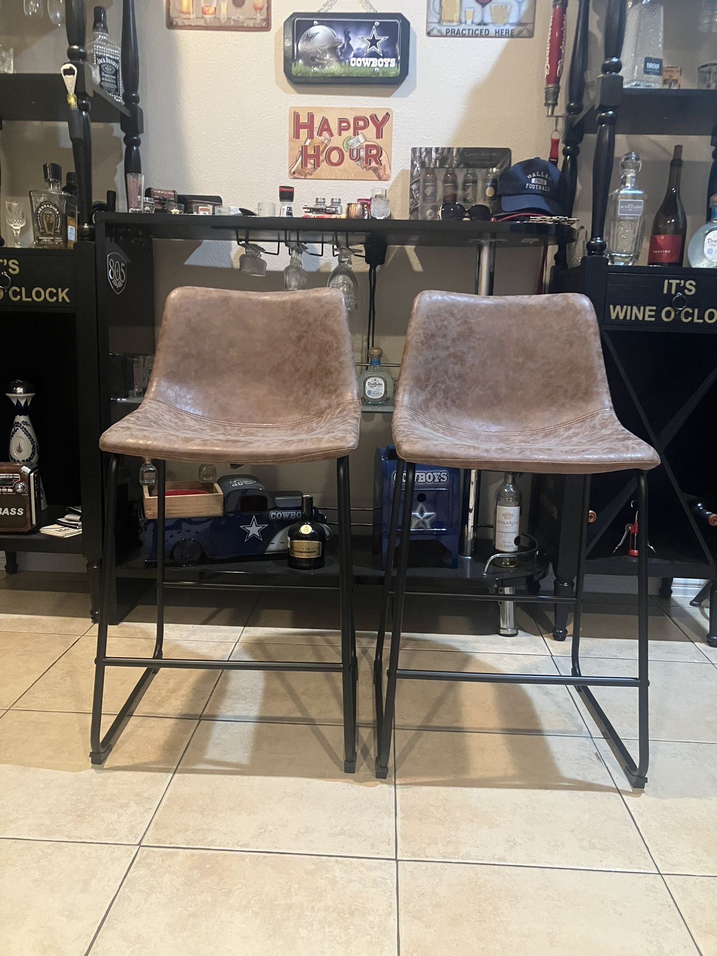 24” Inches Counter & Bar Stool Set Of 2 Color: Camel 