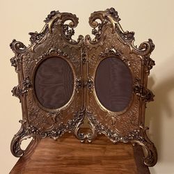 Gorgeous Antique Ornate French Baroque Double Photo Frame 