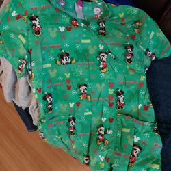 Disney Christmas Scrub Sz Large