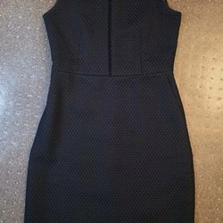 J.Crew Portfolio Dress Navy Blue Sleeveless Textured Sheath Midi Work Size 4