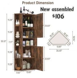 🥨VEANERWOOD Farmhouse 55" Tall Corner Cabinet, 10-Cubby Corner Storage Cabinet with Adjustable Shelves & 2 Doors for Bathroom,Living Room,Kitchen