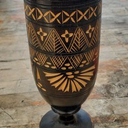 Etched Wood Vase