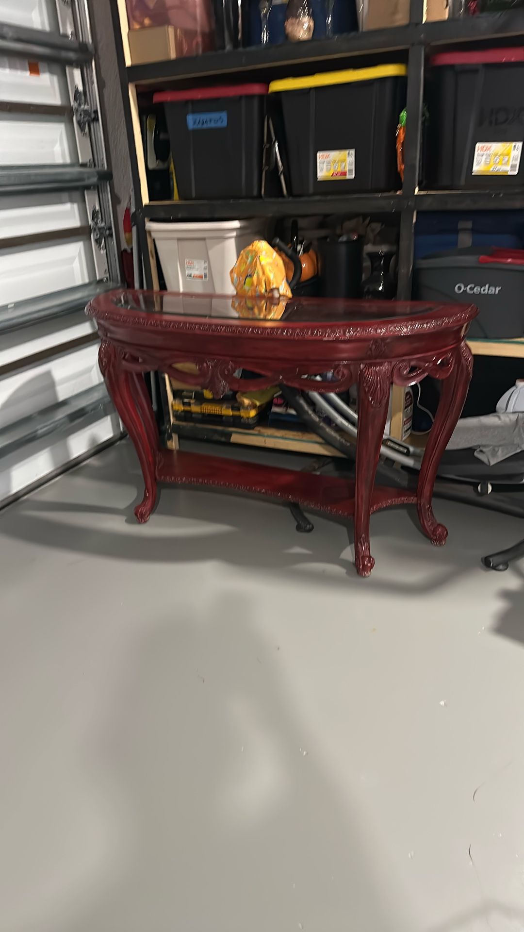 Mesa Media  Luna De Madera Color Caoba 