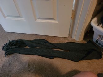 Dark Gray Knit Scarf with Fringe