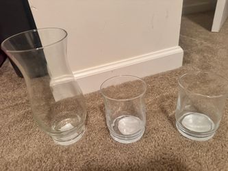 Clear Glass Candle Holders Set of 3