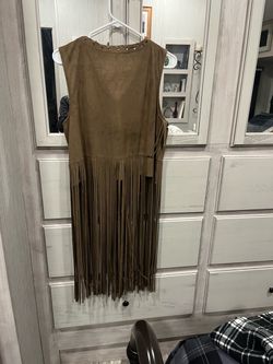 Tan Suede Fringe Sleeveless Dress