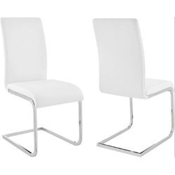 Modern White Leather Chair With Chrome Metal Base 