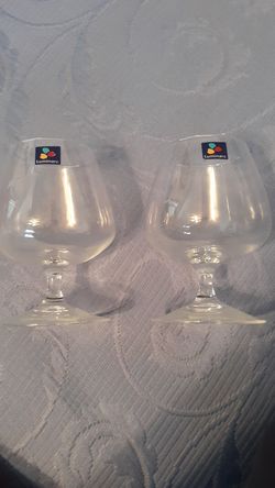 Set of 2 glass brandy snifters