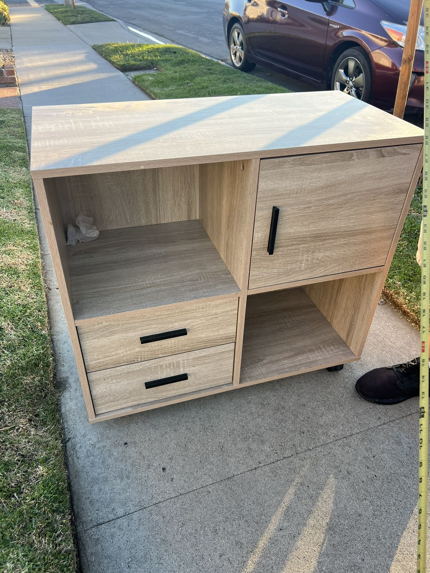 2 Drawer, Wood File Cabinet, Mobile Lateral Filing Cabinet, Printer Stand with Open Storage Shelves