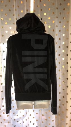 Victoria’s Secret Pink size MEDIUM black on black full zip hoodie with pockets