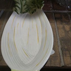 Very Cute Cream And Green Color Combination Beets Design Serving Plate