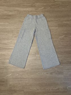 Gray Knit Wide-Leg Cargo Pants