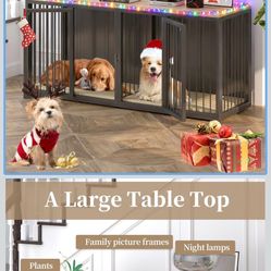 Large Dog Crate Furniture for 2 Dogs, 71.6'' Steel Frame Dog Crate with Double Doors, Heavy Sturdy Kennel for Small Medium Large Dogs, Indoor Double D