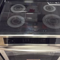 30 in 5.3 cu.ft. 4-Burner Element Slide-In Front Control Self-Cleaning Induction Range w/ Convection in Stainless Steel