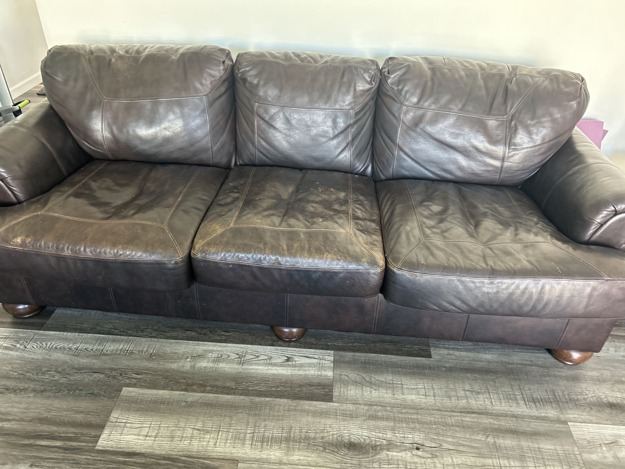Two Brown All Leather Couches
