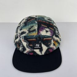 Y2K Mammoth Mountain 5 Panel Hat Ski Snowboard Fleece Cap Aztec Print Tribal