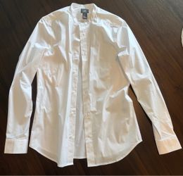 H&M White Band Collar Button-Up Shirt