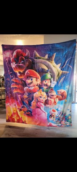 Mario Brothers Blanket Throw Size 54"x64" Brand New