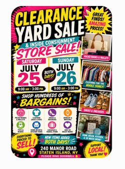 🏡🌞 Tomorrow 7/25  & SUNDAY 7/26 INDOOR & OUTDOOR YARD SALE! 🌞