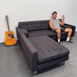 Gus Modern Spencer Sectional Sofa - Black / Dark Gray - Can Deliver