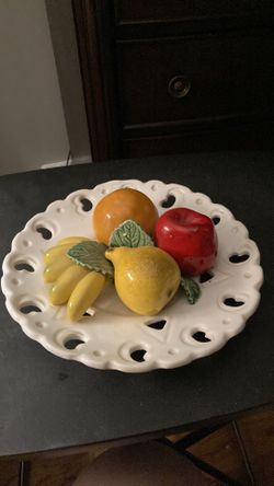 Italian ceramic fruit sculpture decor