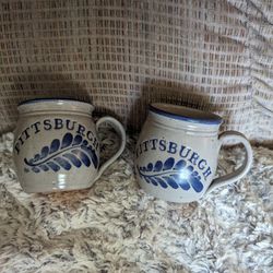 Two Handmade Pittsburgh Mugs 