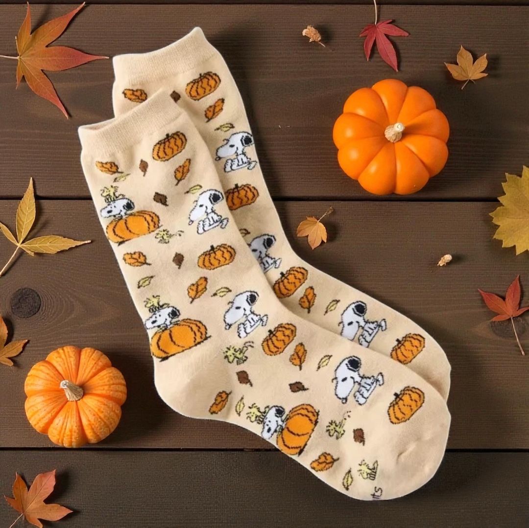 American Eagle AE Peanuts Snoopy Woodstock Fall Halloween Pumpkin Socks NWT