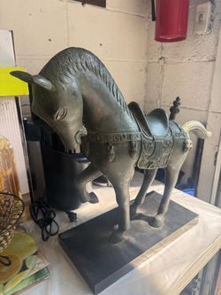 Bronze-Finish Horse Sculpture on Black Base