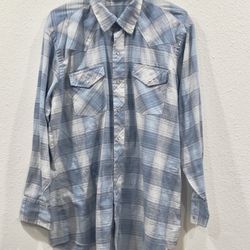 Lariat 17/35 Vintage Blue Plaid Men's Pearl Snap Western Shirt