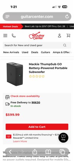 Mackie ThumpSub GO Battery-Powered Portable Subwoofer