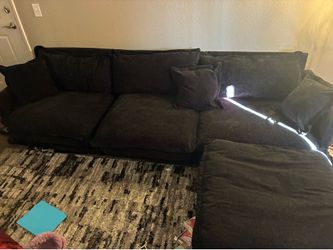 Black Sectional Couch + Ottoman