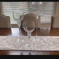 Set Of 3 Glass Candle Holders