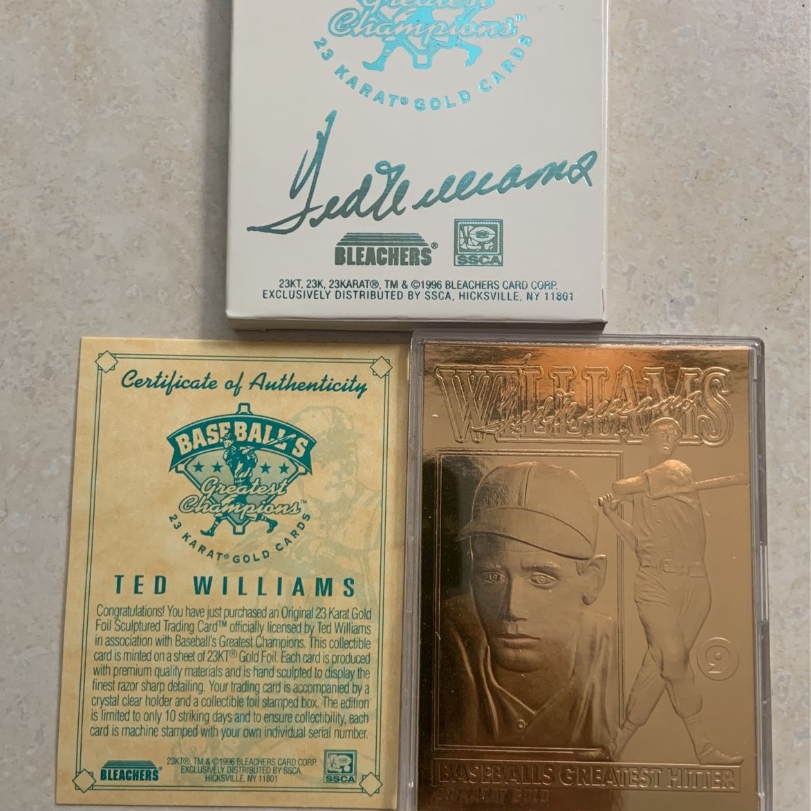 Ted Williams 23 Karat Gold Baseball Card