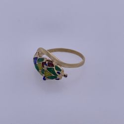 14k Yellow Gold Enamel-Inlaid Snake Ring