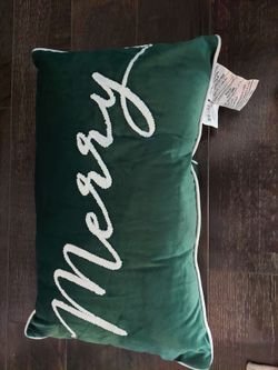 New MERRY green velvet lumbar pillow