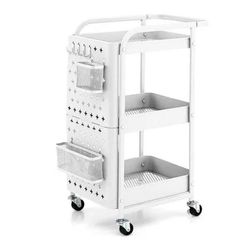 3-Tier Utility Storage Cart with DIY Pegboard Baskets