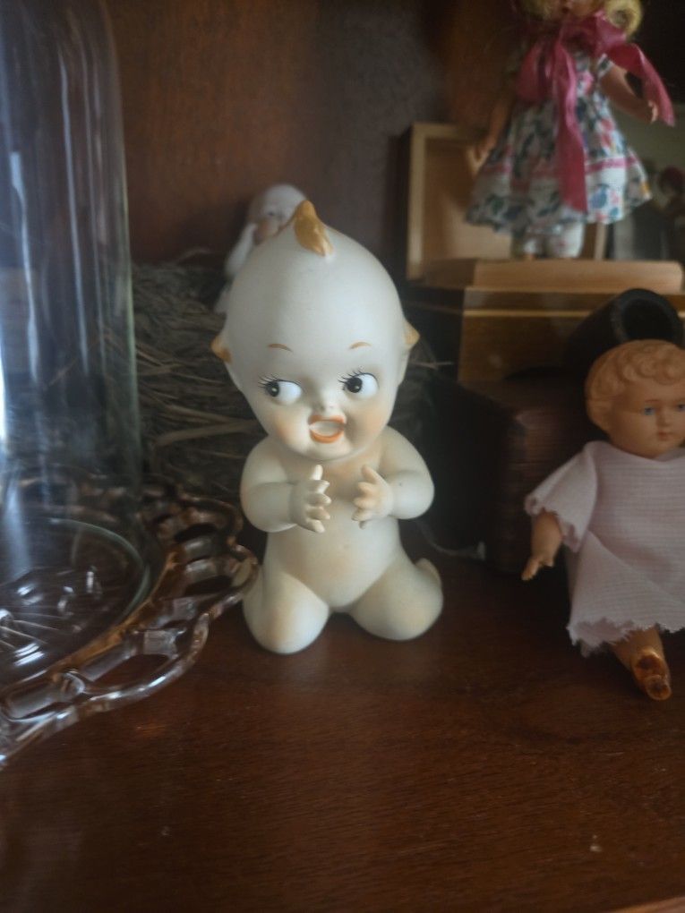 Adorable Real Fine China Kewpie Doll Angel Wings..rare!
