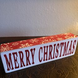 Wooden Merry Christmas Shelf Sitter Decoration