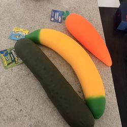 Sunny Days Squeezy LOT OF 3 Carrot, Pickle & Banana Food Squishy