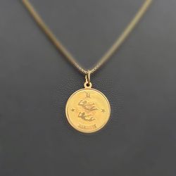 14k solid yellow gold Gemini Zodiac Pendant charm