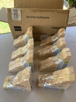 8 Pairs Pine Shelf Brackets - NEW - with Hanging Hardware 