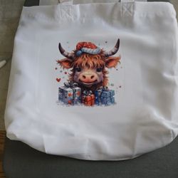 Custom Made Highland Cow Christmas Bag