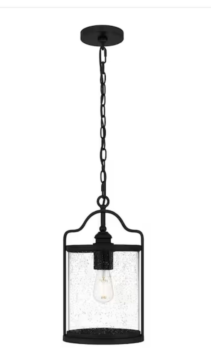 DSI Atticus 1-Light Earth Black Pendant with Clear Seeded Glass