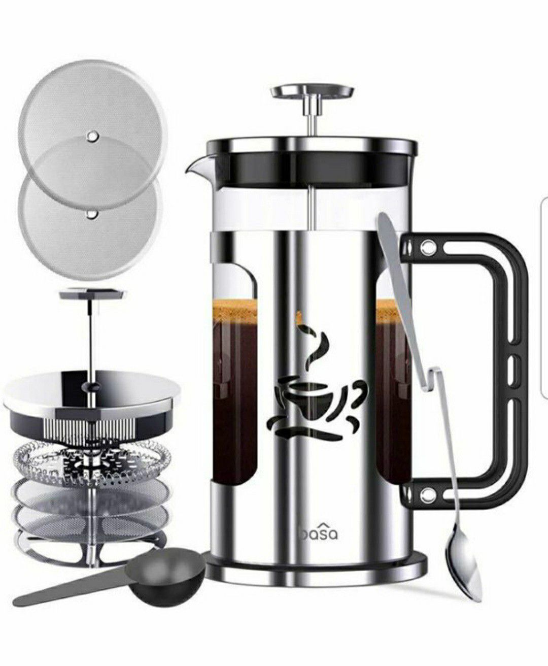 French Press Coffee Maker, 34oz Coffee and Tea Makers with 4 Level Filtration System