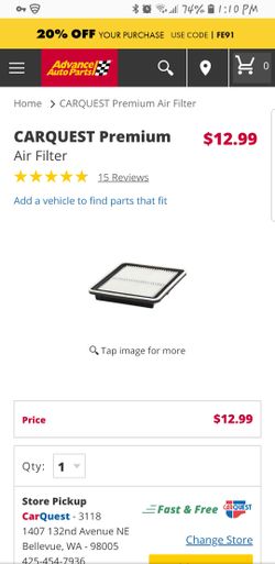 Air filter for a Subaru